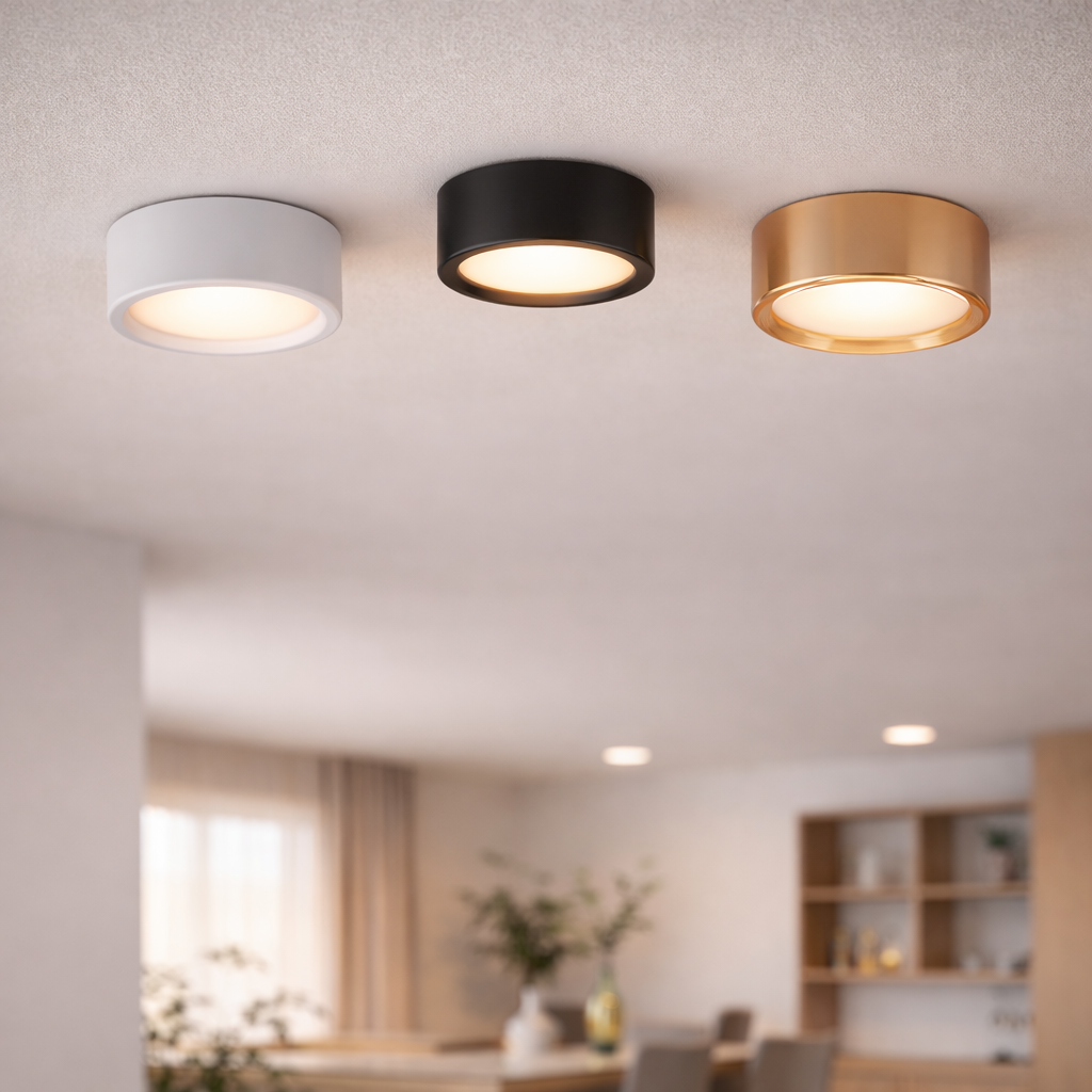 Rund LED loftlampe ultratynd med rillede detaljer