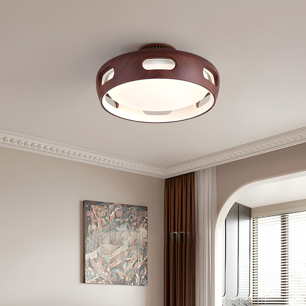 Rund loftslampe i ovale udskæringer og matteret diffuser