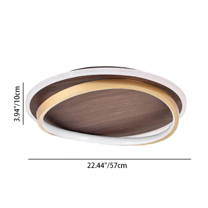 Rund loftslampe i tre lag delt design