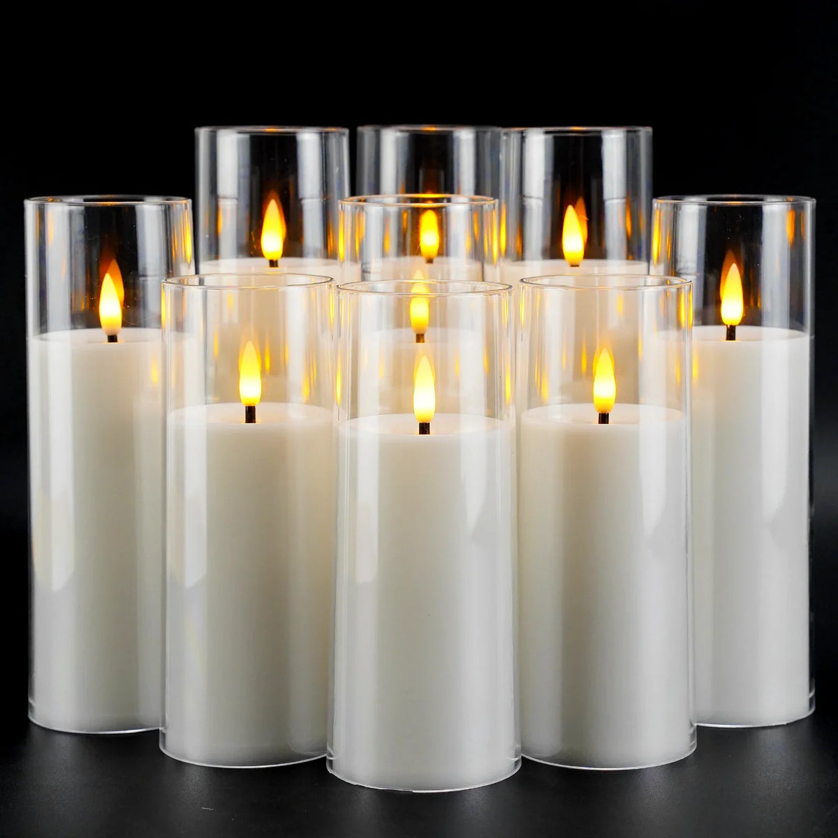 Flameless Candles 9 Piece Set LED Flickering Battery Operated for Mantel