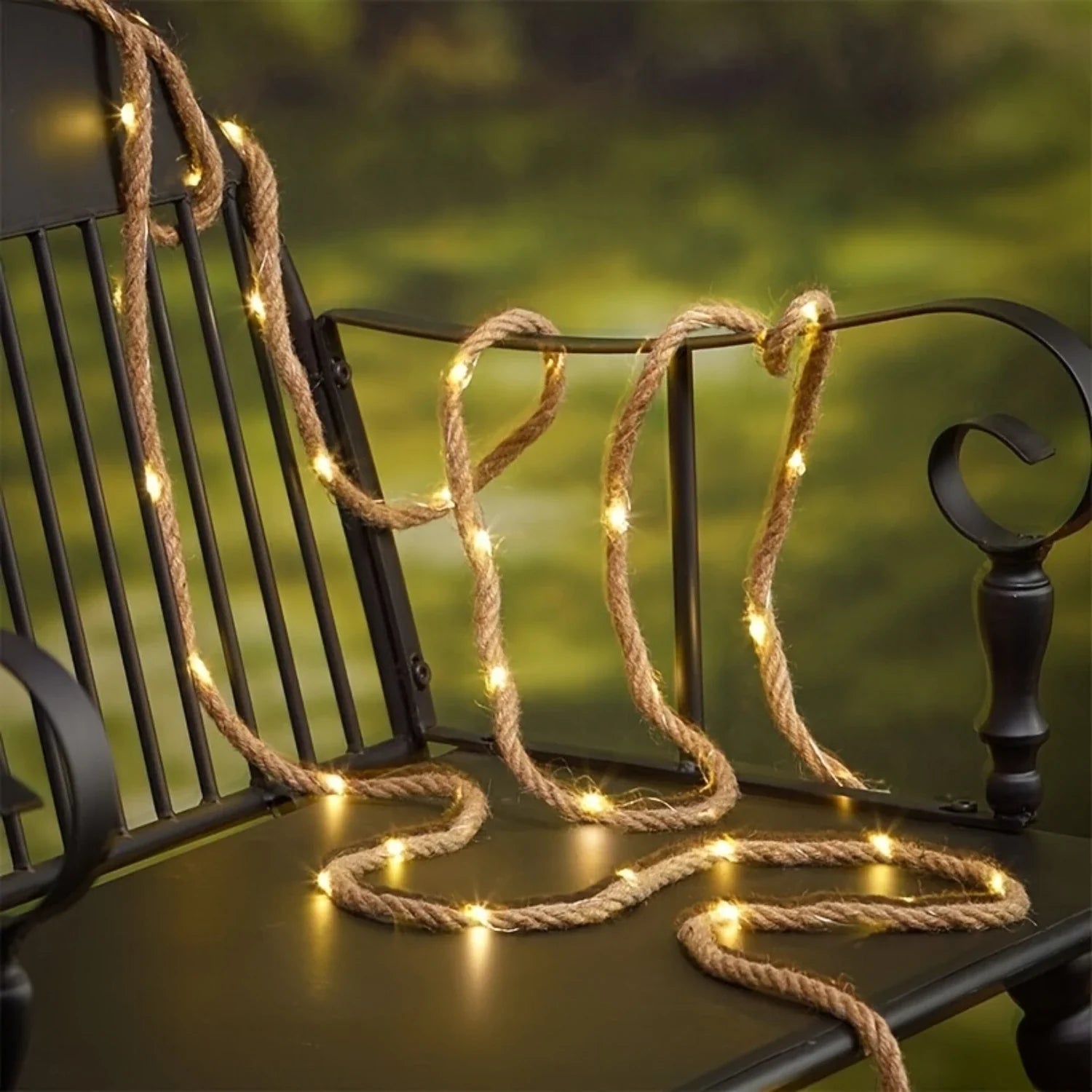 Solar Rope Lights Outdoor Hemp Rope String Light for Garden and Patio