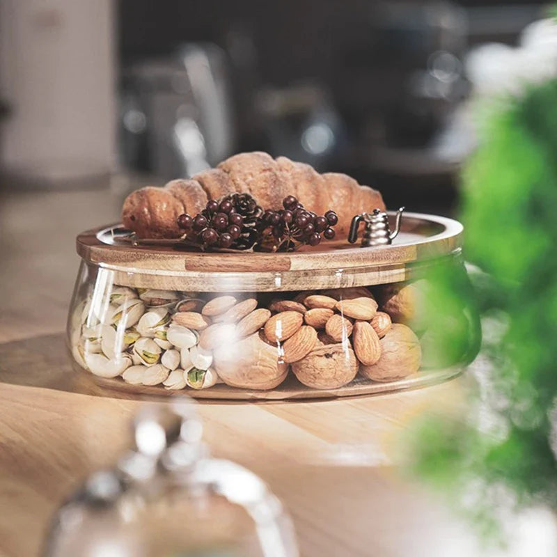 Wooden Food Storage Container with Lid Kitchen Canister for Counter Storage