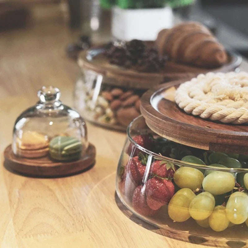 Wooden Food Storage Container with Lid Kitchen Canister for Counter Storage