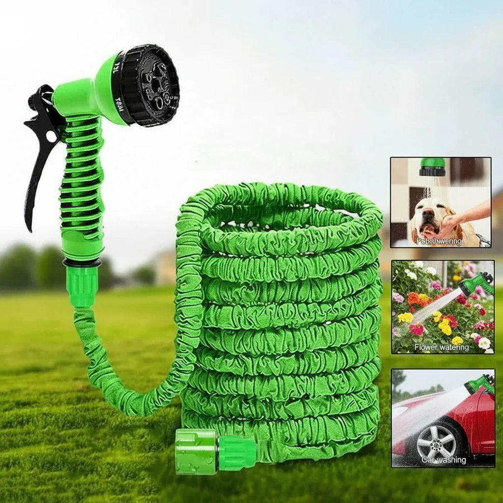 Expandable Garden Hose Kink Free with 7 Pattern Spray Nozzle