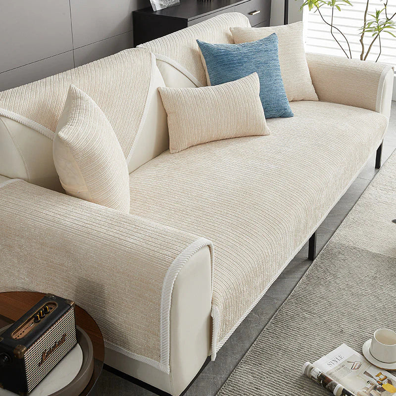 Chenille Sofa Cover for Cats and Dogs with Braided Edge