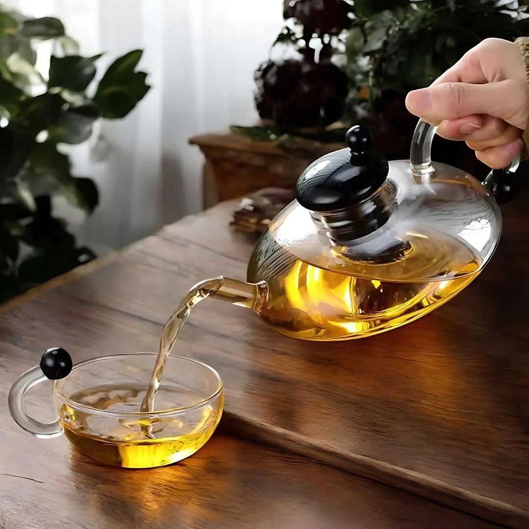 Glass Tea Set with Stovetop Safe Teapot and Cups