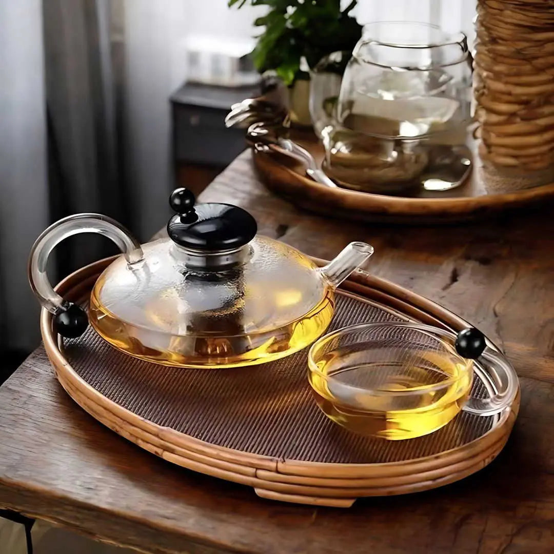 Glass Tea Set with Stovetop Safe Teapot and Cups