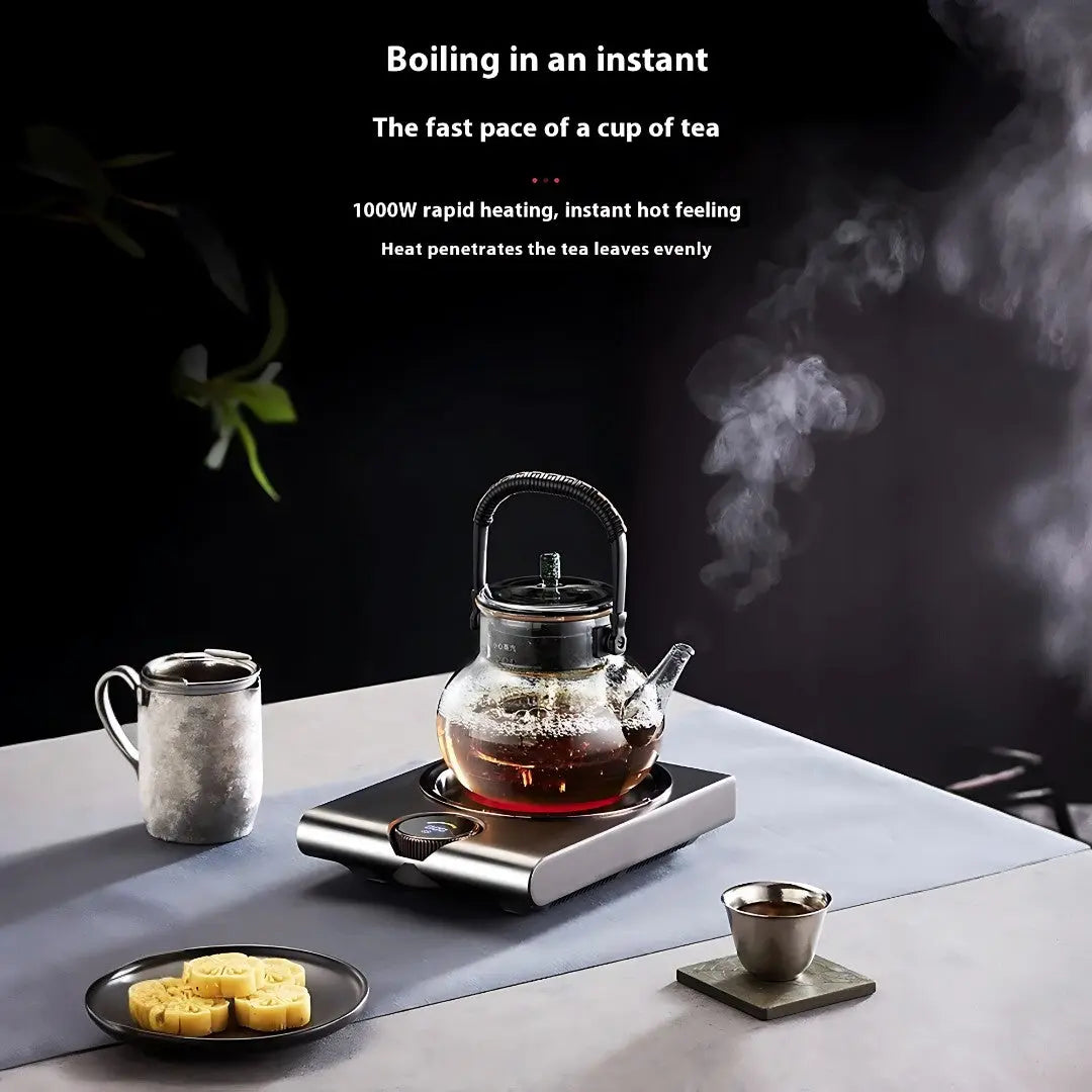 Electric Ceramic Hot Plate 1000W Stainless Steel for Teapots with Timer