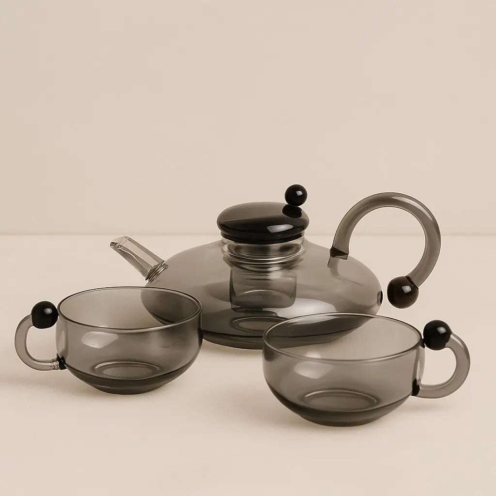 Glass Tea Set with Stovetop Safe Teapot and Cups