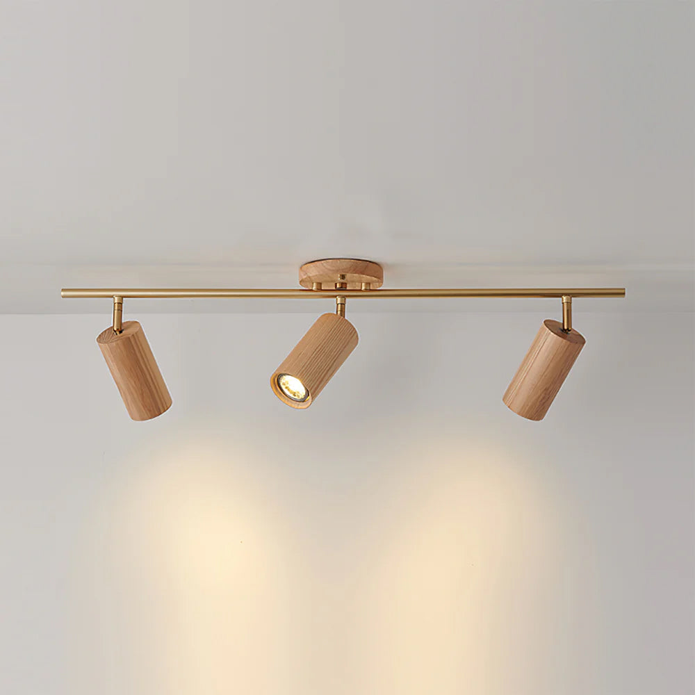 Adjustable Spotlight Bar Ash Wood Ceiling or Wall Mount Art Lighting