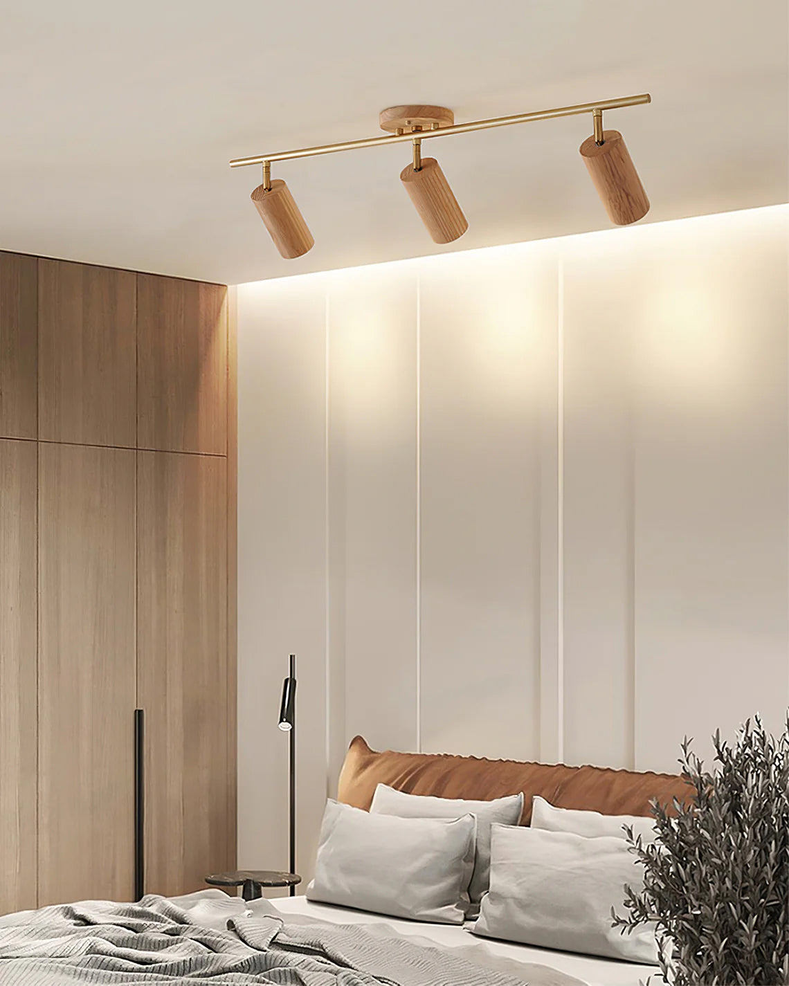 Adjustable Spotlight Bar Ash Wood Ceiling or Wall Mount Art Lighting