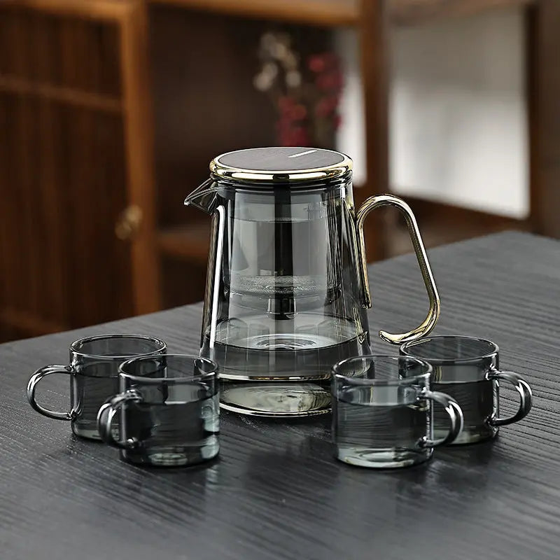 Glass Teapot with Push-Button Tea Release and Stainless Filter