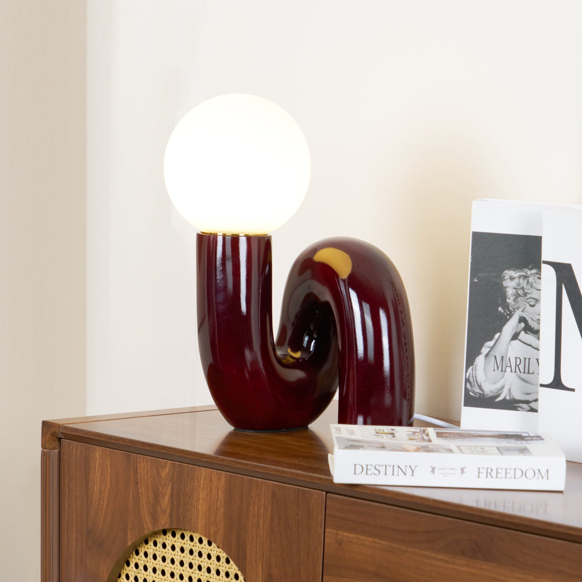Spiral Glass Table Lamp Sculptural Resin Ribbon Shade Bedside Accent