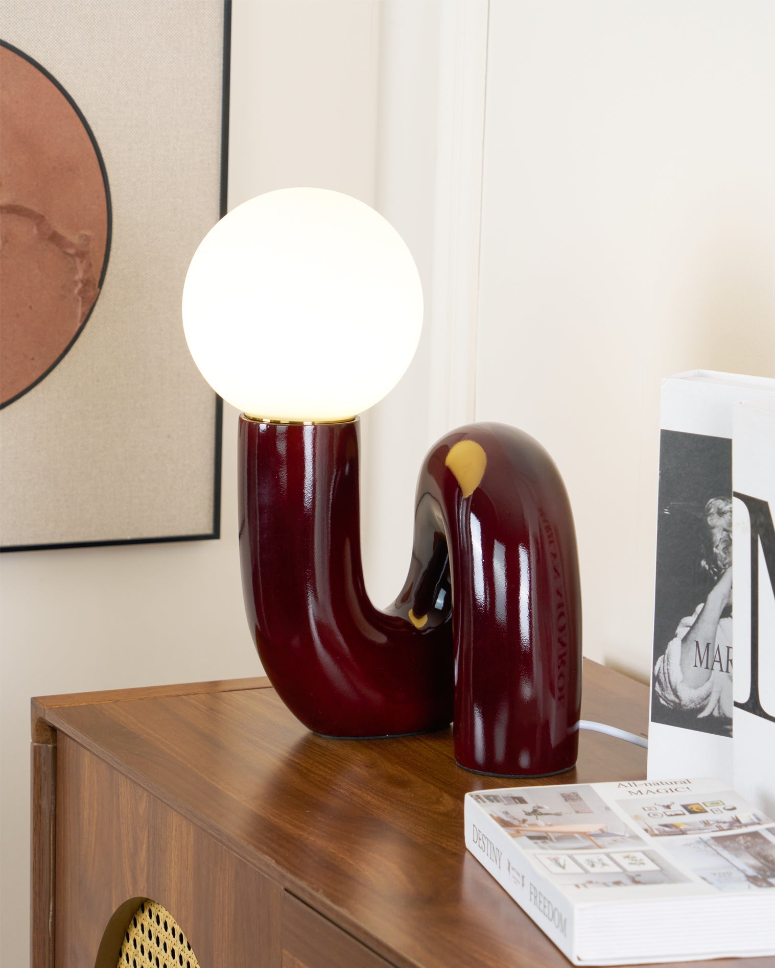 Spiral Glass Table Lamp Sculptural Resin Ribbon Shade Bedside Accent