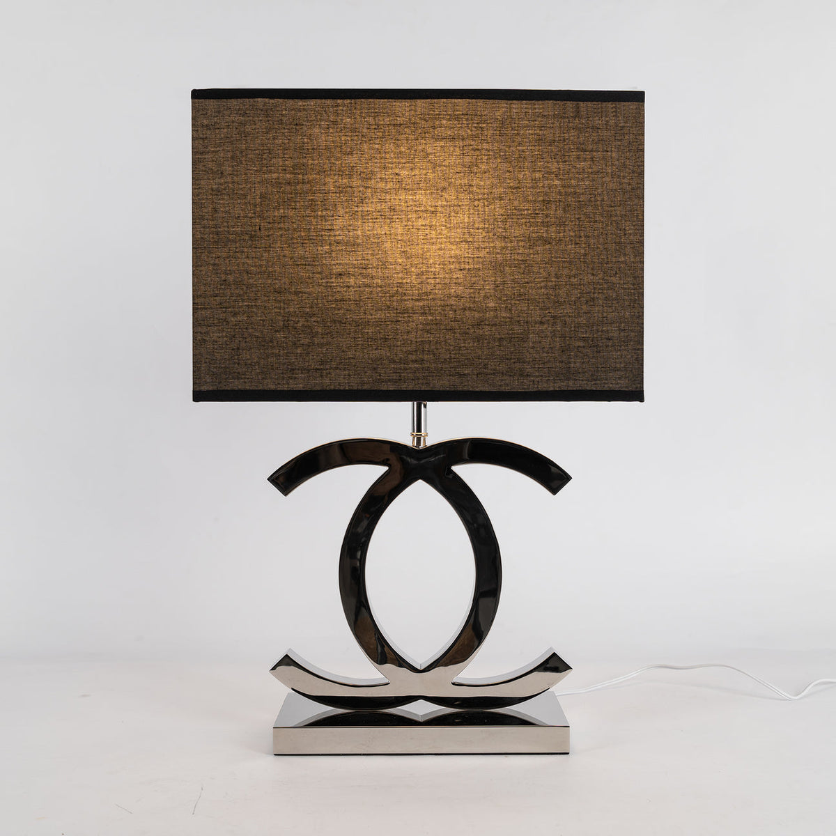 Stainless Steel Table Lamp Dome Fabric Shade Bedside and Home Office