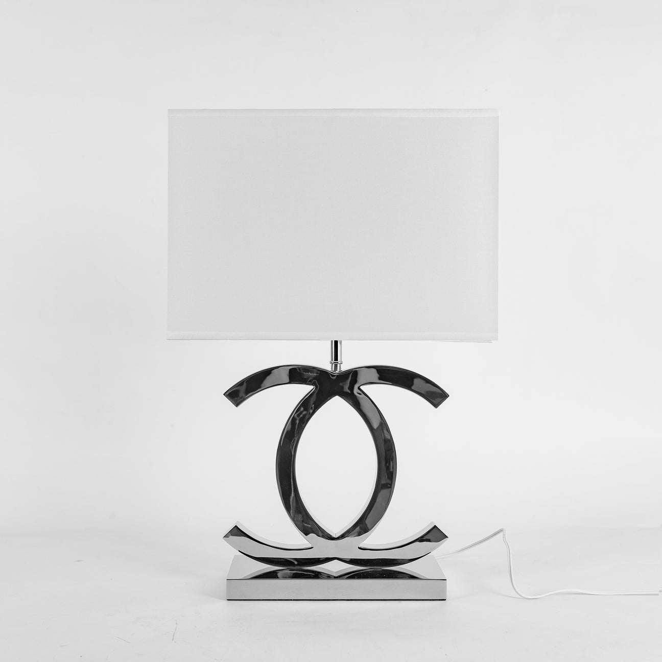 Stainless Steel Table Lamp Dome Fabric Shade Bedside and Home Office