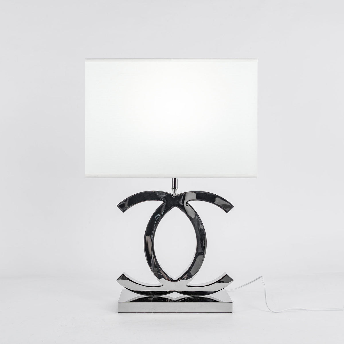 Stainless Steel Table Lamp Dome Fabric Shade Bedside and Home Office