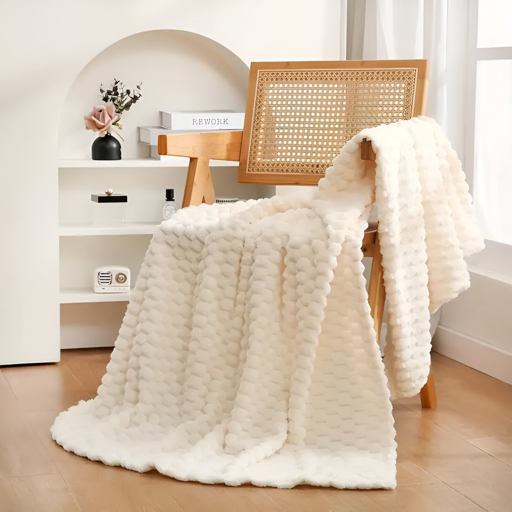 Tæppe med chunky vaffelprægning til soveværelse eller sofa