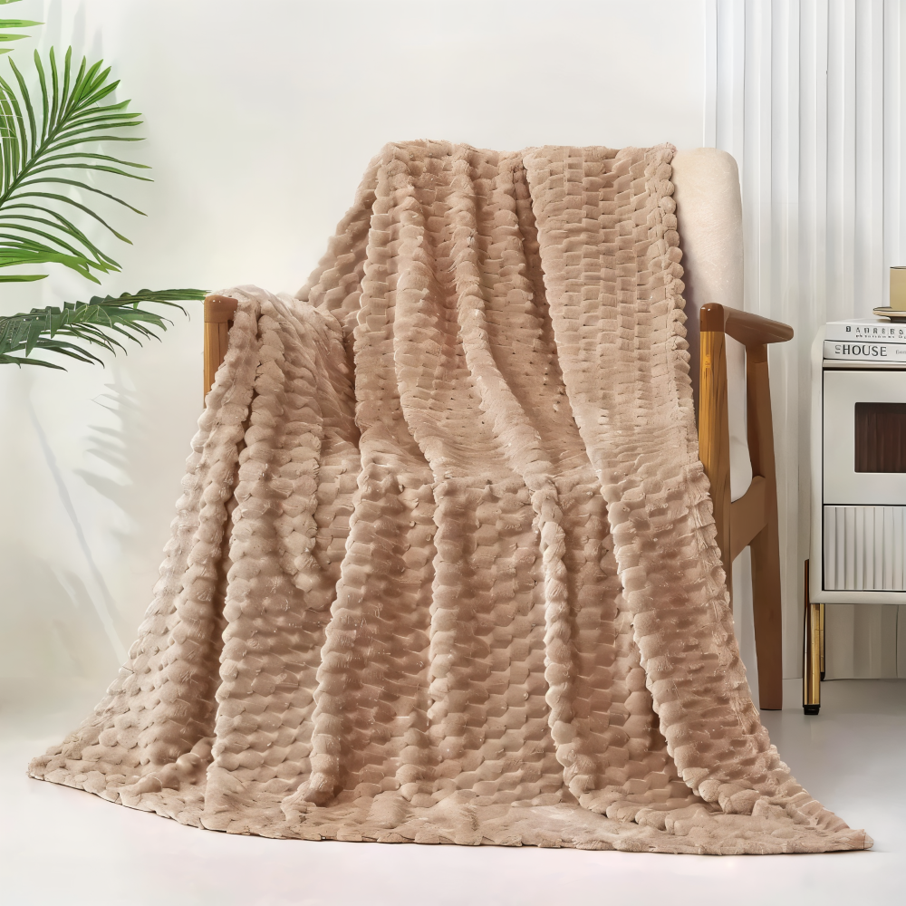 Tæppe med chunky vaffelprægning til soveværelse eller sofa