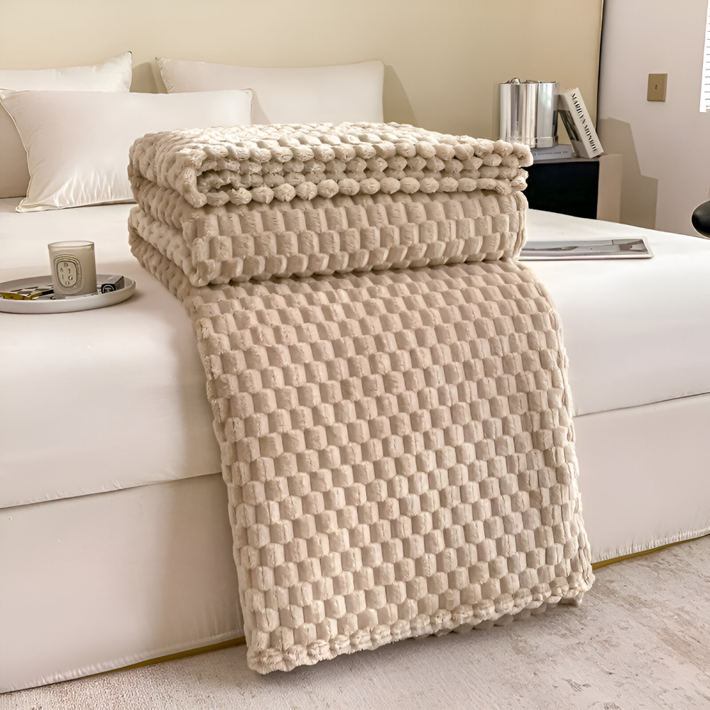 Tæppe med chunky vaffelprægning til soveværelse eller sofa