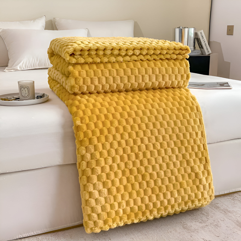 Tæppe med chunky vaffelprægning til soveværelse eller sofa