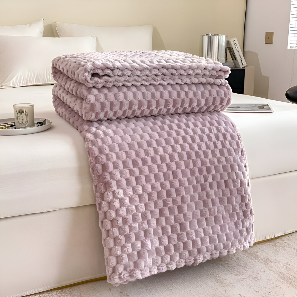Tæppe med chunky vaffelprægning til soveværelse eller sofa