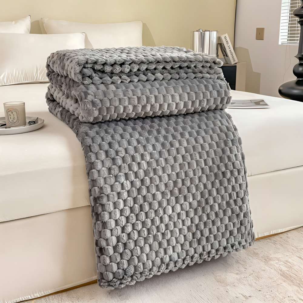 Tæppe med chunky vaffelprægning til soveværelse eller sofa