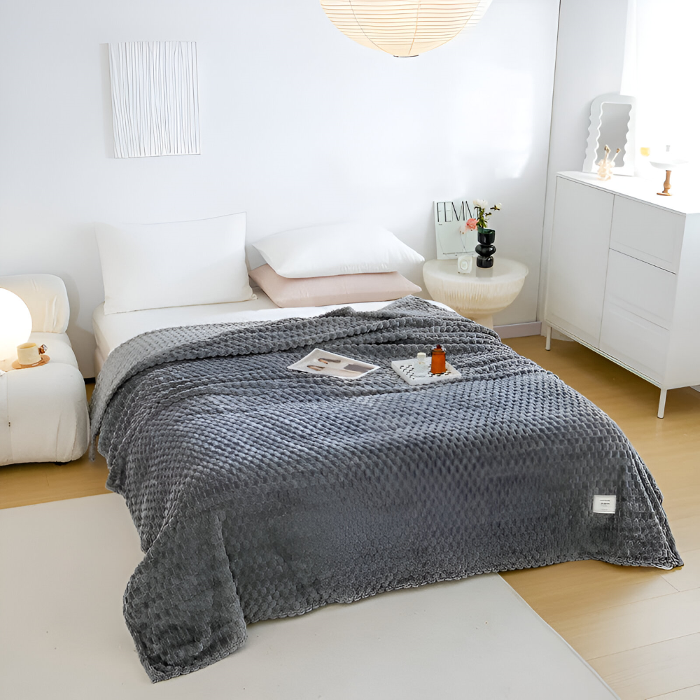 Tæppe med chunky vaffelprægning til soveværelse eller sofa