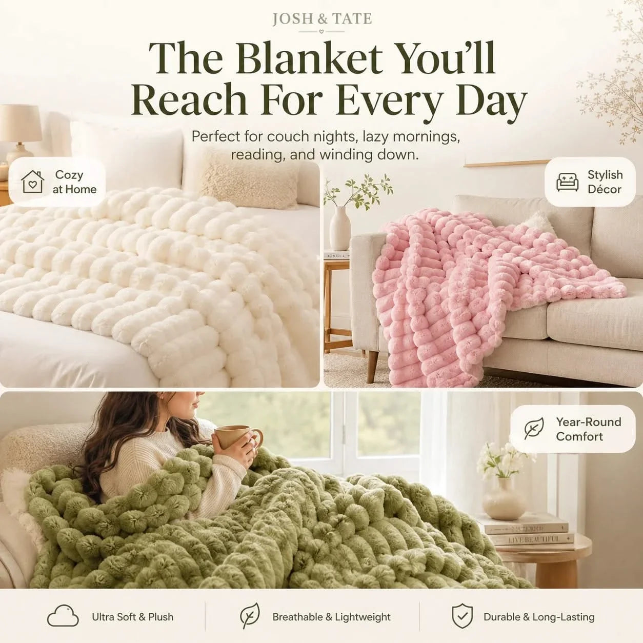 Plush Blanket for Bed and Couch