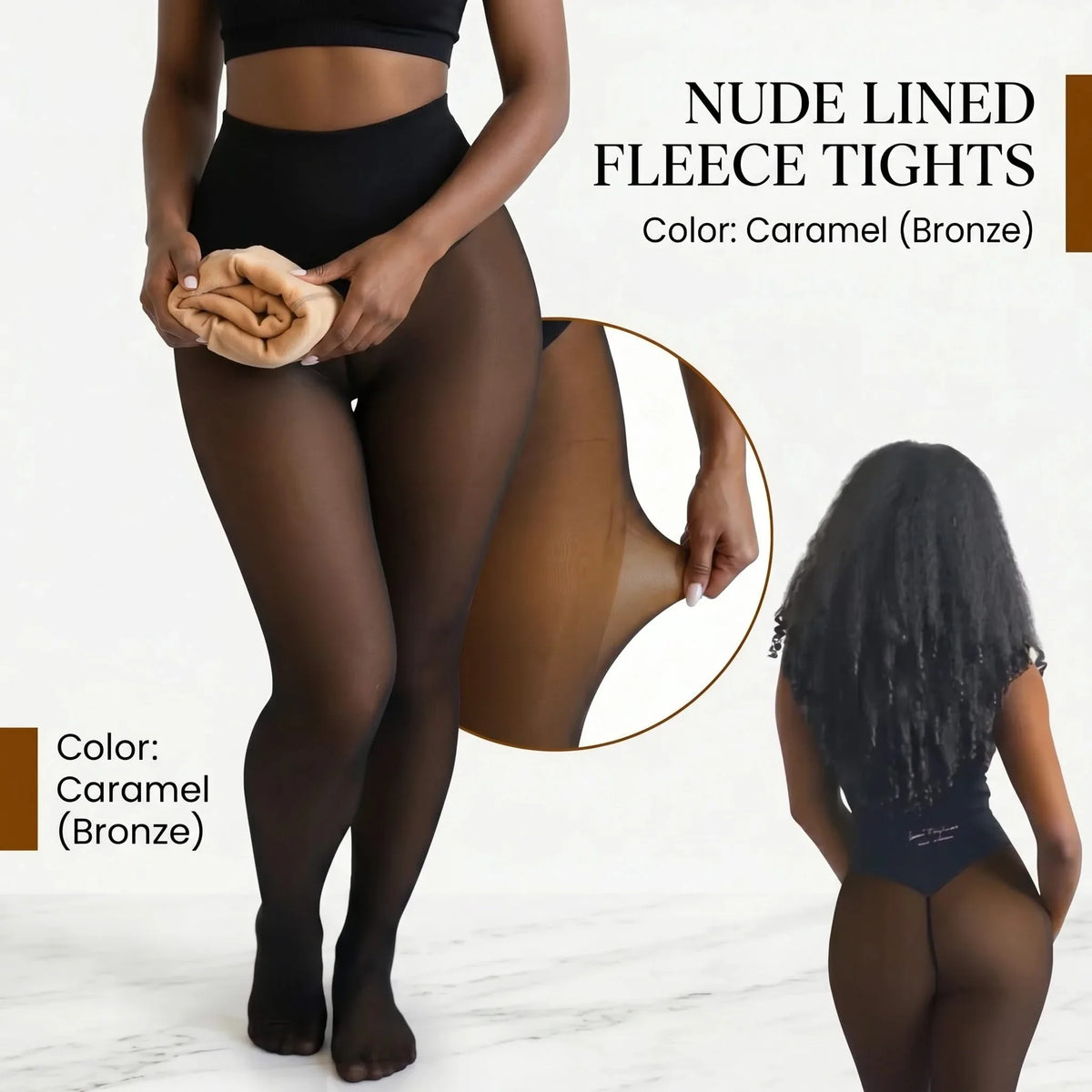 Fleece Lined Tights Womens Sheer High Waisted