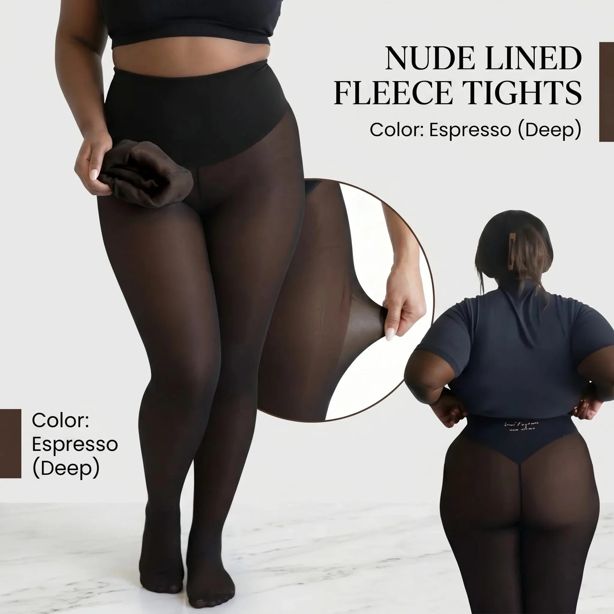 Fleece Lined Tights Womens Sheer High Waisted