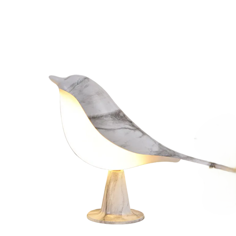 Trådløs LED fuglebordlampe med marmorlook