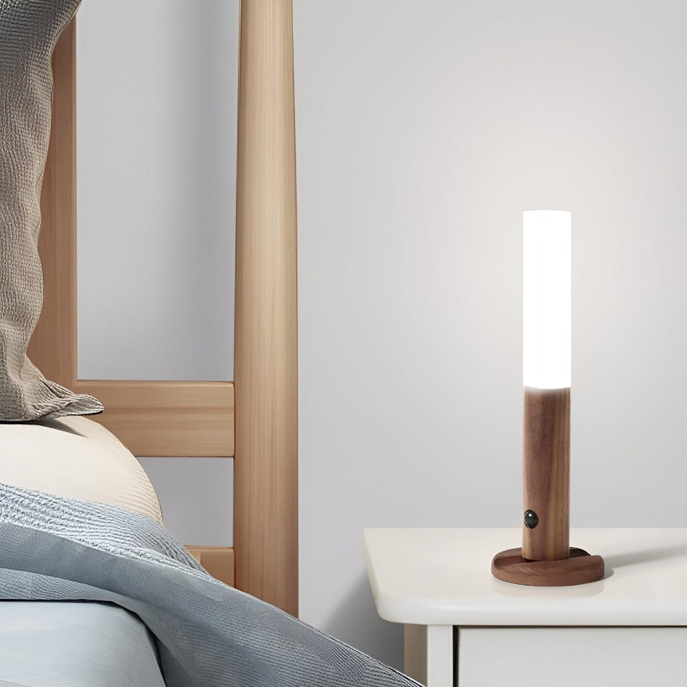 Trådløs væglampe med sensor Magnetisk LED natlampe i træ