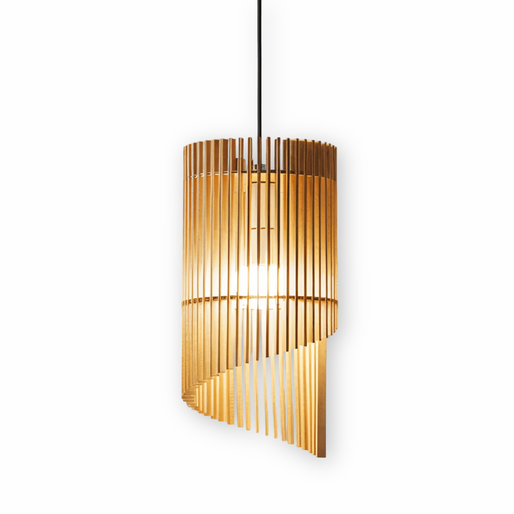 Træpendellamp Spiral Lamelle Design