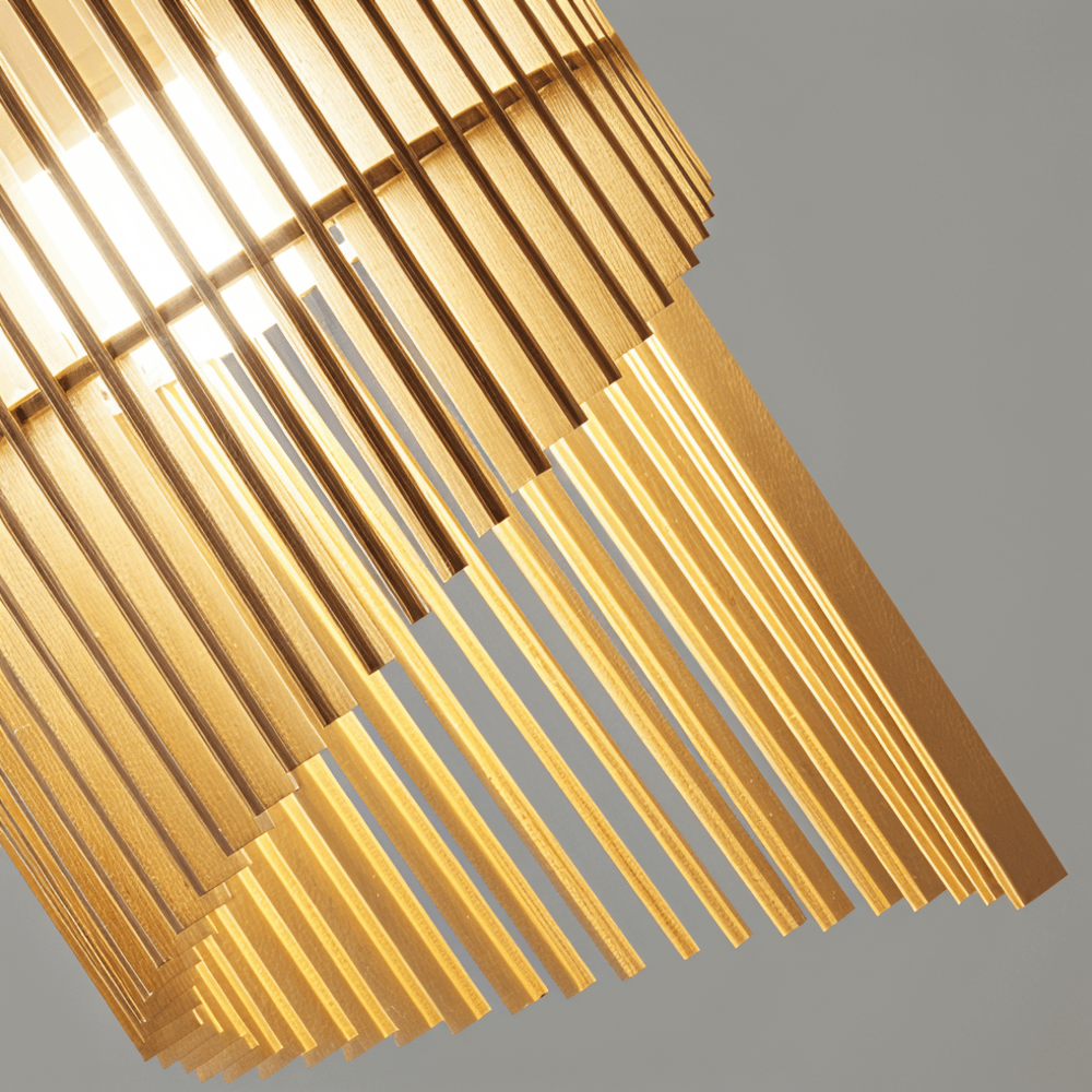 Træpendellamp Spiral Lamelle Design
