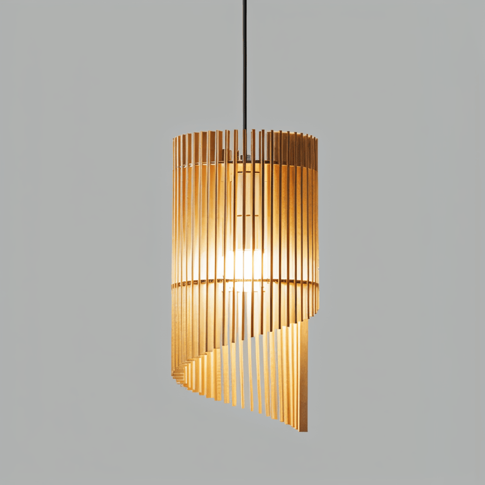 Træpendellamp Spiral Lamelle Design