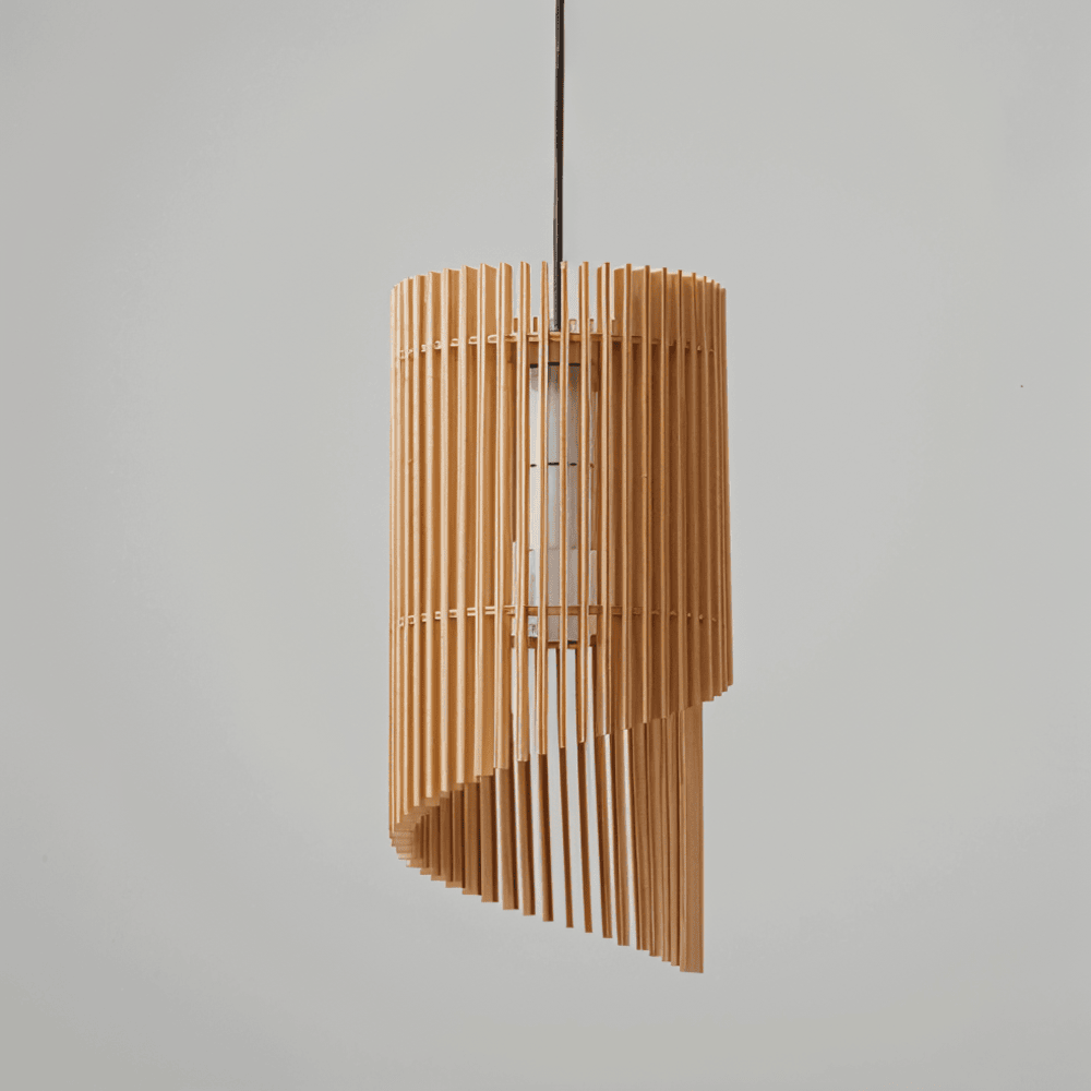 Træpendellamp Spiral Lamelle Design