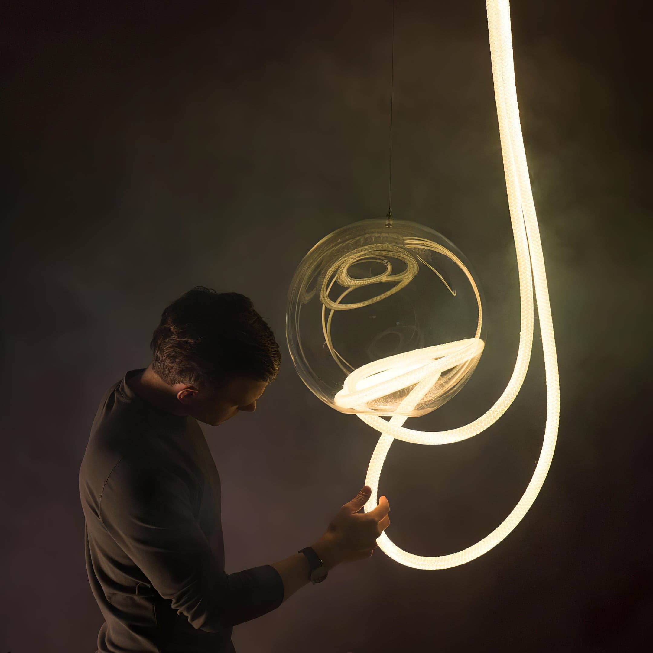 Flexible LED Ribbon Pendant Light Silicone Strip Custom Length Lighting