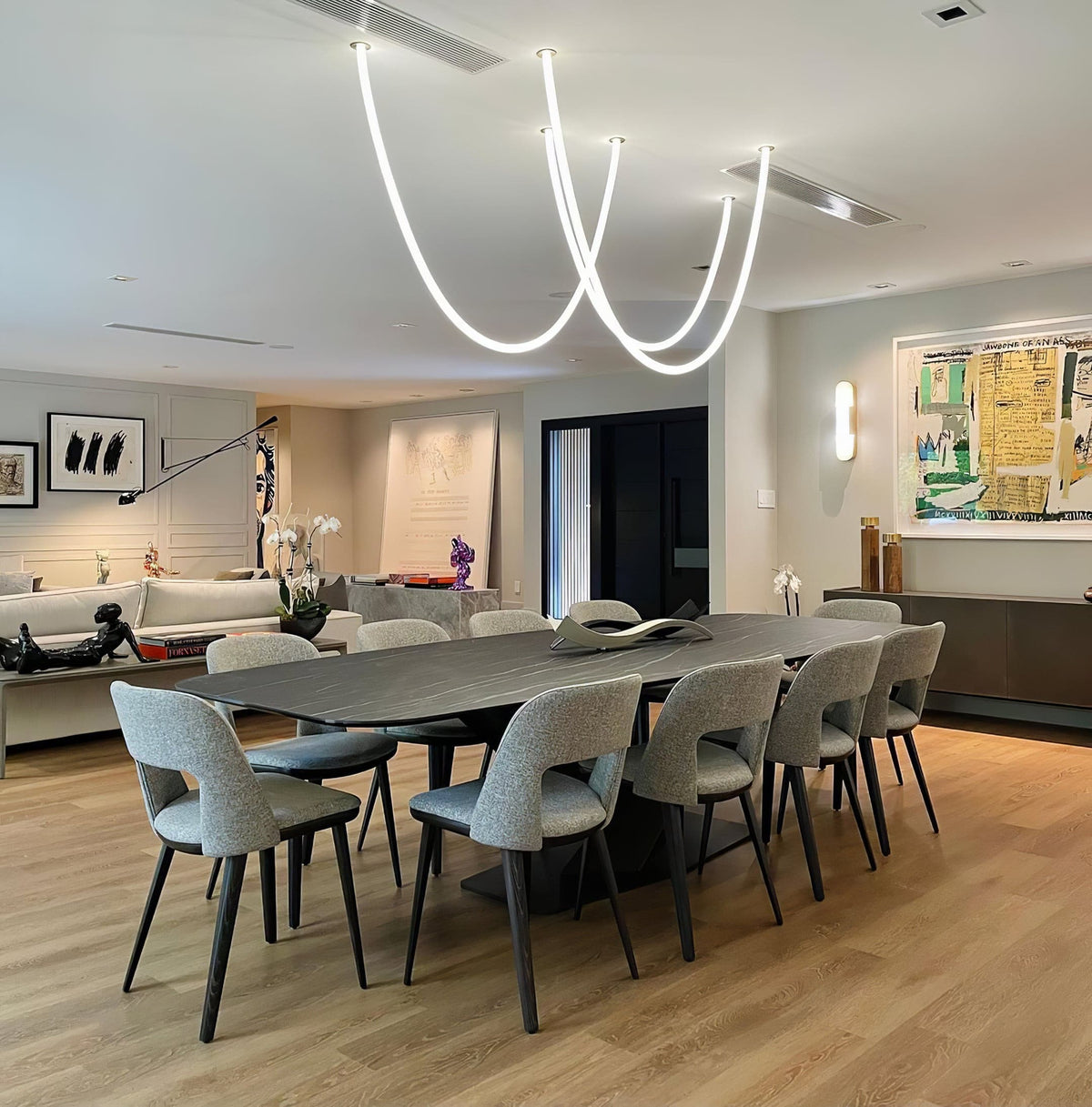 Flexible LED Ribbon Pendant Light Silicone Strip Custom Length Lighting