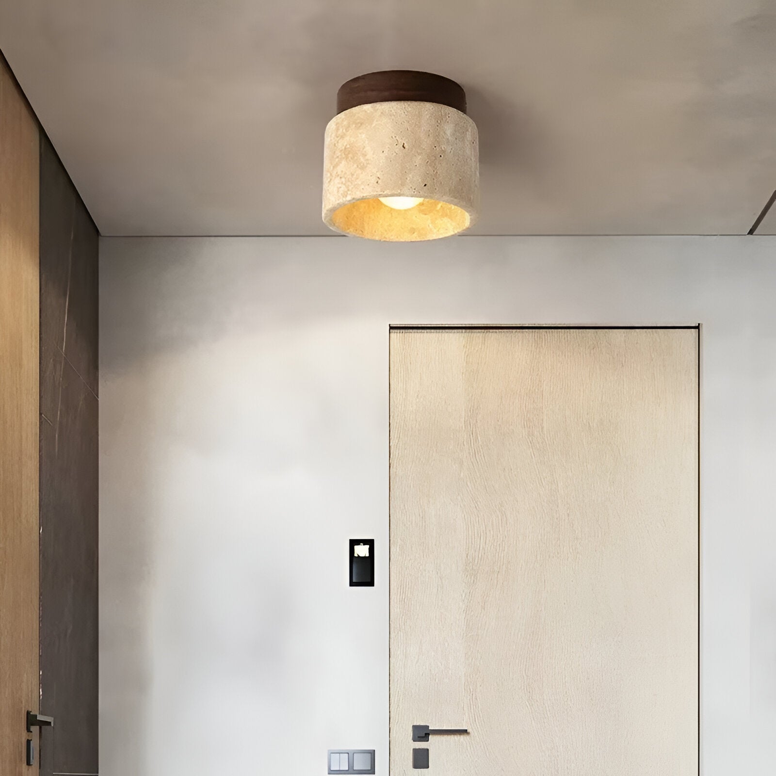 Travertine Flush Mount Ceiling Light