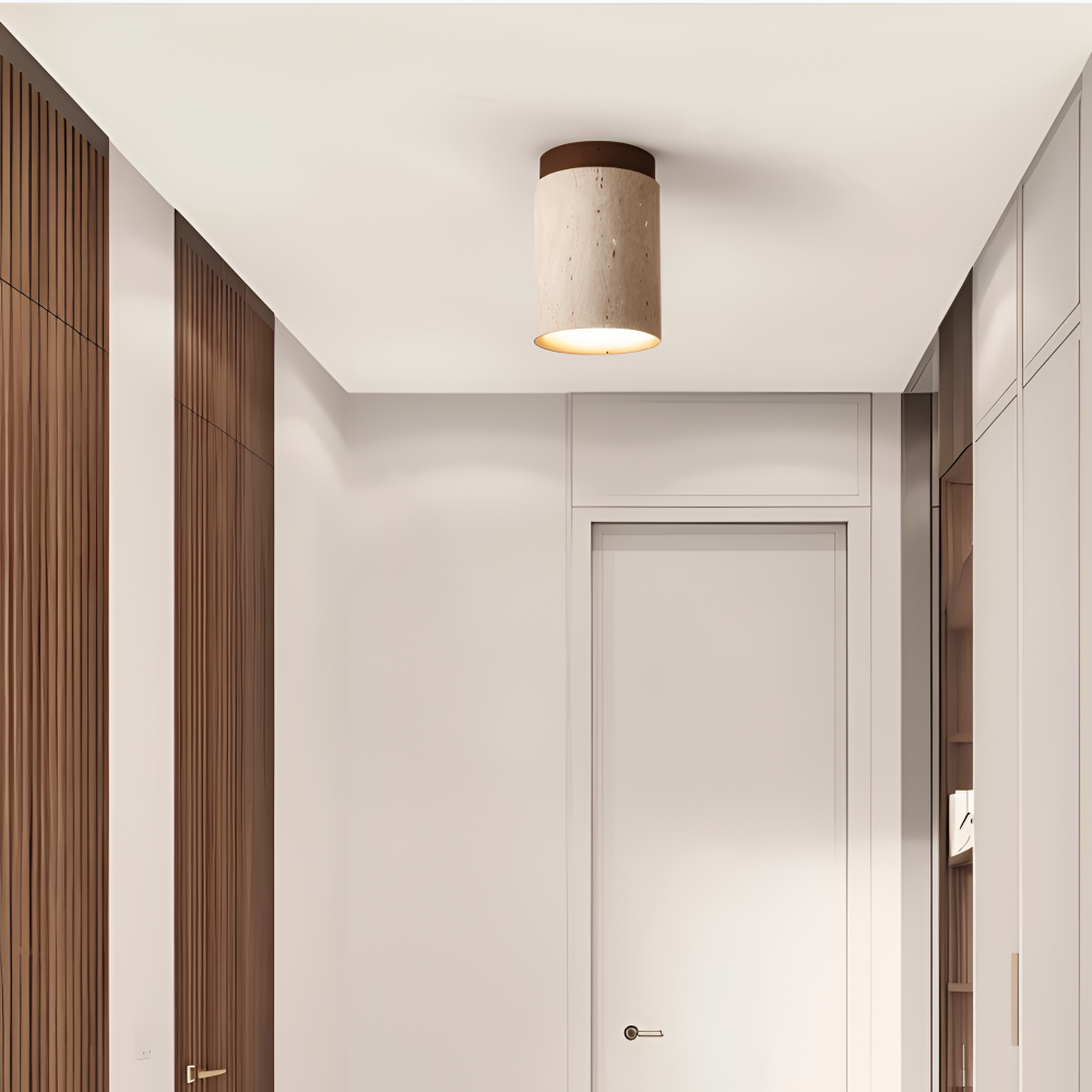 Travertine Flush Mount Ceiling Light
