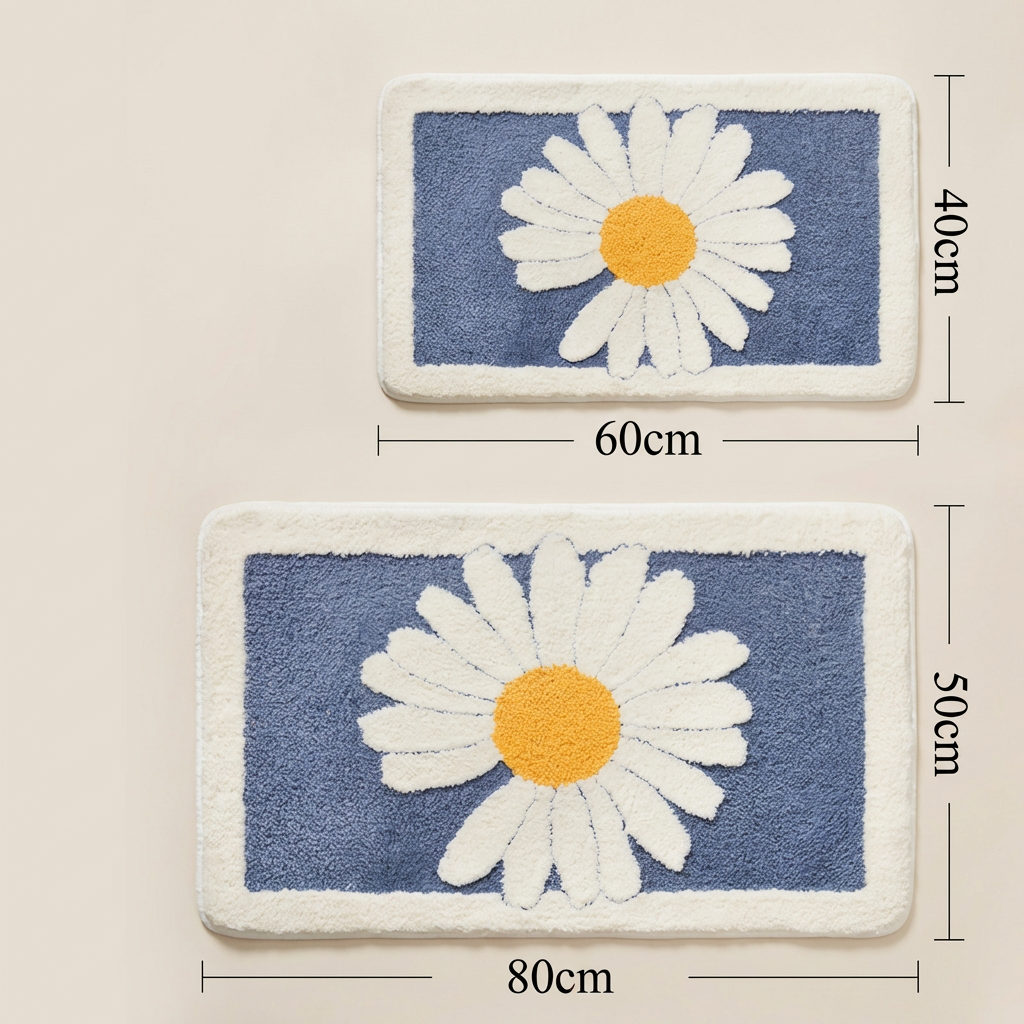 Tuftet bademåtte med floral design