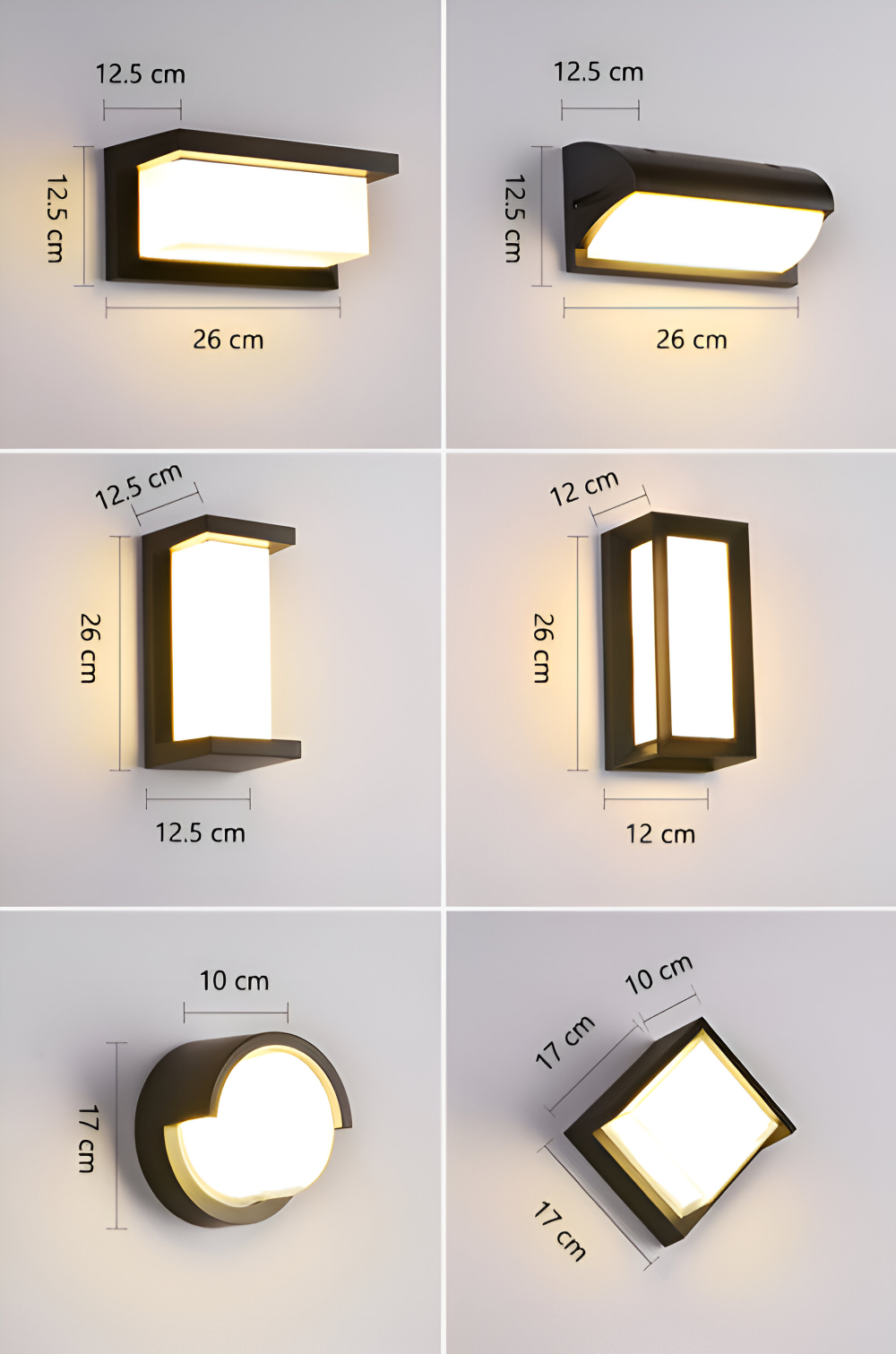 Udendørs LED væglampe med sensor aluminium i flere former