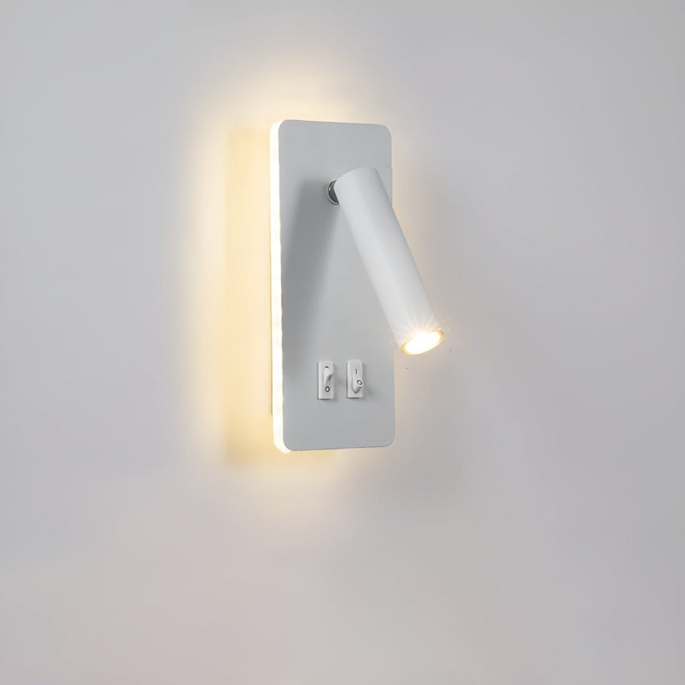 Væglampe med LED baggrundsbelysning og læsespot