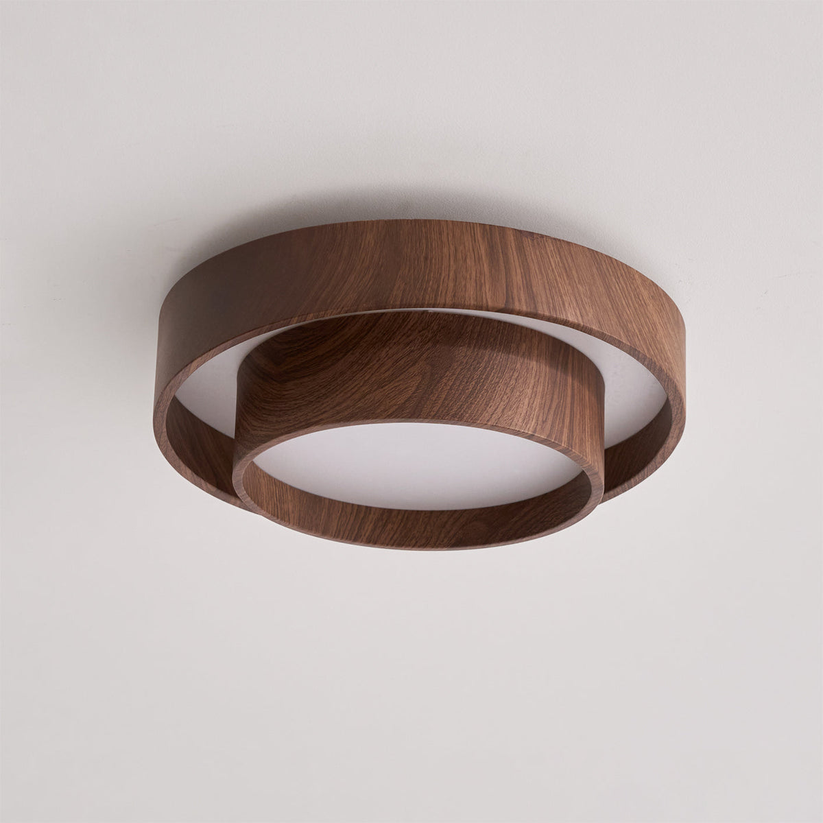Flush Mount Ceiling Light LED Walnut Finish Dimmable Living Room