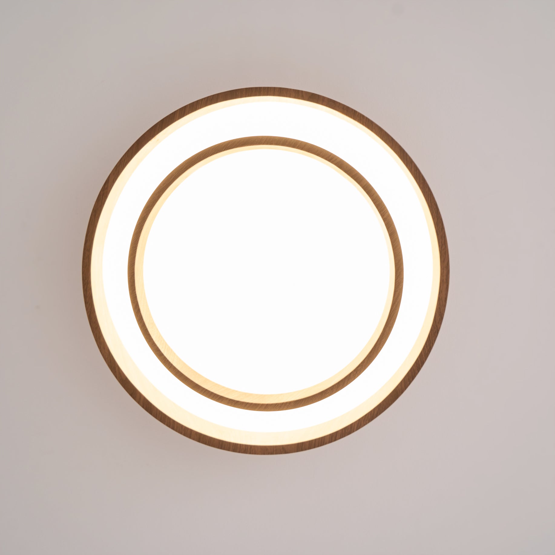 Flush Mount Ceiling Light LED Walnut Finish Dimmable Living Room