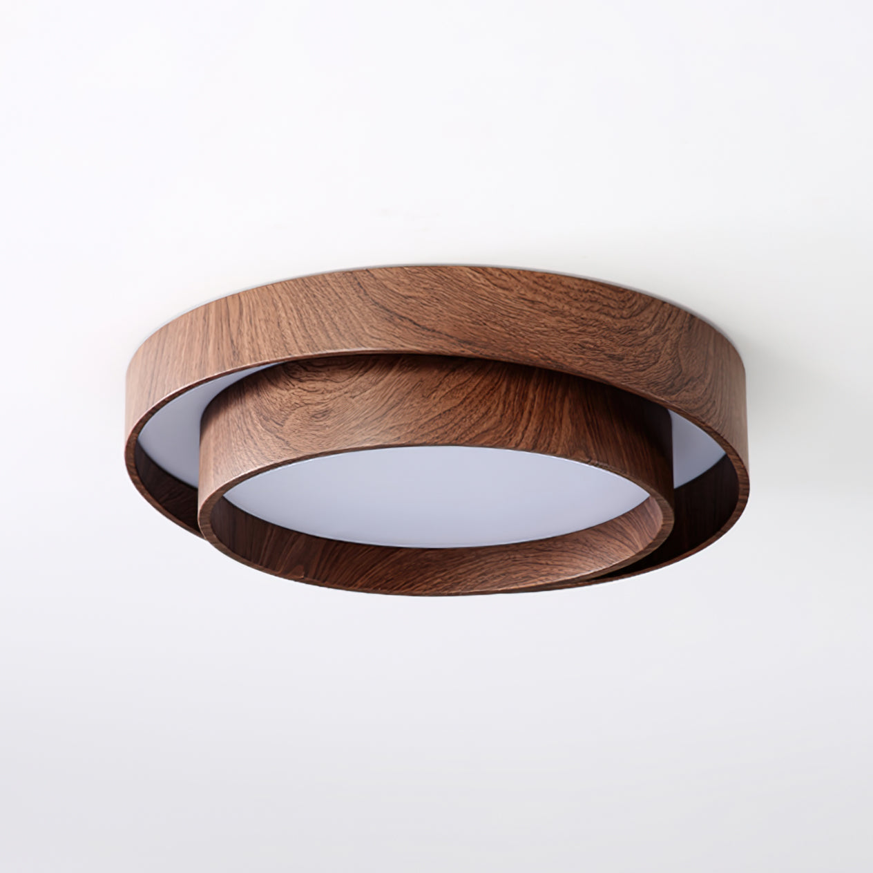 Flush Mount Ceiling Light LED Walnut Finish Dimmable Living Room