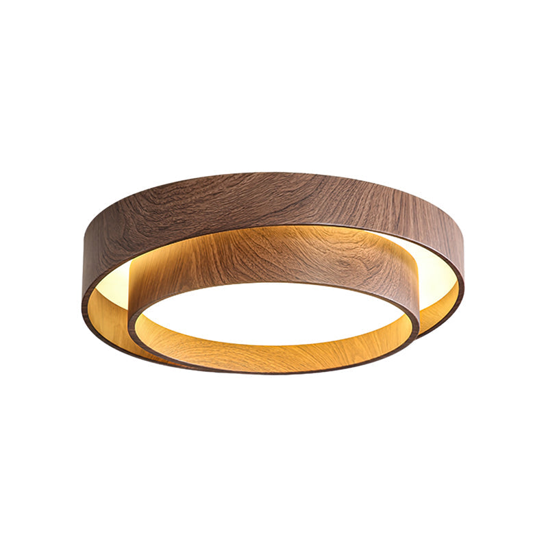 Flush Mount Ceiling Light LED Walnut Finish Dimmable Living Room