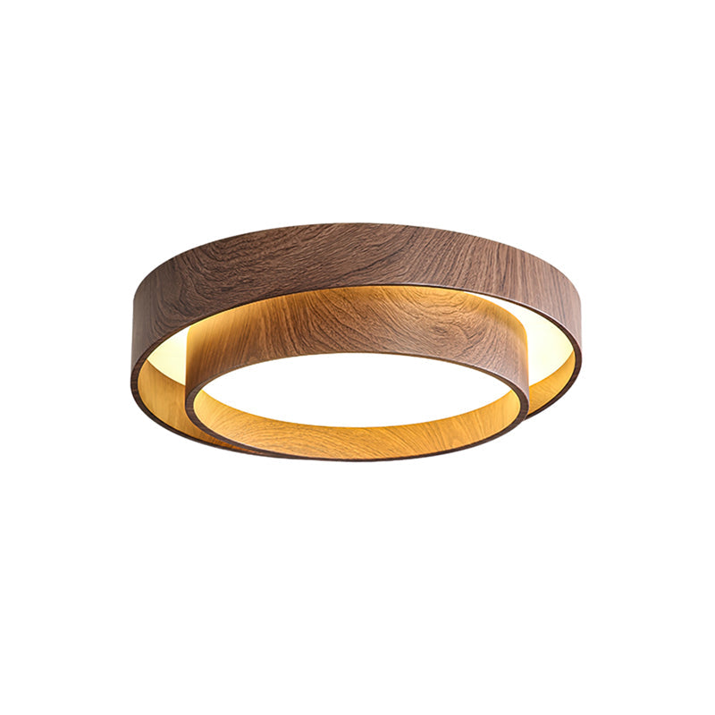 Flush Mount Ceiling Light LED Walnut Finish Dimmable Living Room