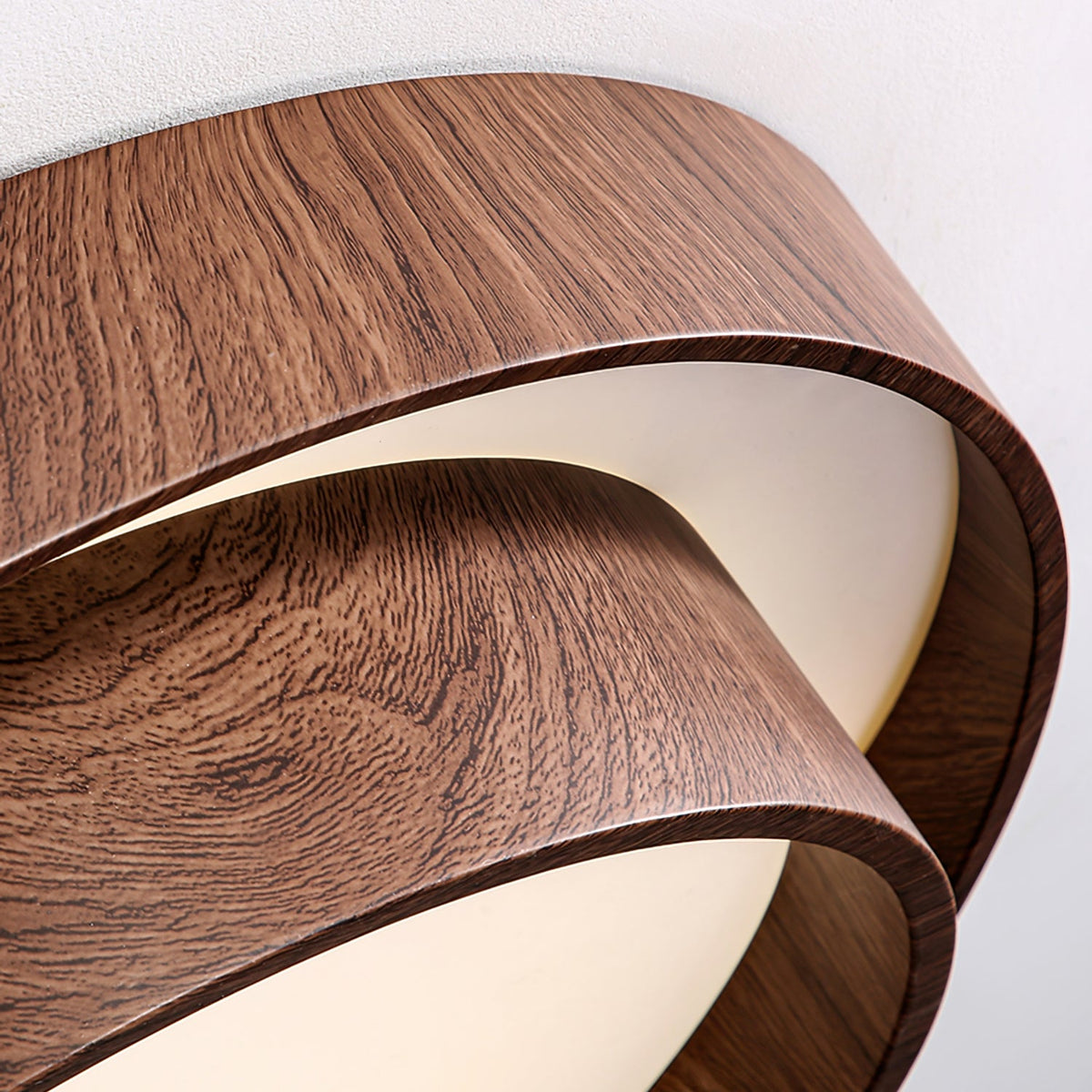 Flush Mount Ceiling Light LED Walnut Finish Dimmable Living Room